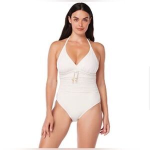 Bleu Rod Beattie NWT Halterneck One-Piece Swimsuit in Coconut Water Sz 4